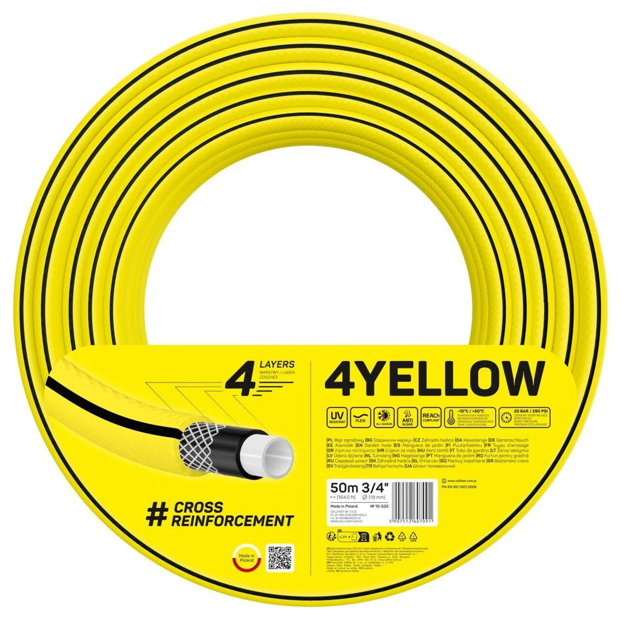 Furtun gradina, Cellfast Yellow, 4 straturi, 3/4", 50 m 1 Furtun gradina, Cellfast Yellow, 4 straturi, 3/4″, 50 m