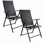 Set 2 scaune gradina/terasa, reglabile, aluminiu, negru, 56x67-99x84-107 cm, Jumi