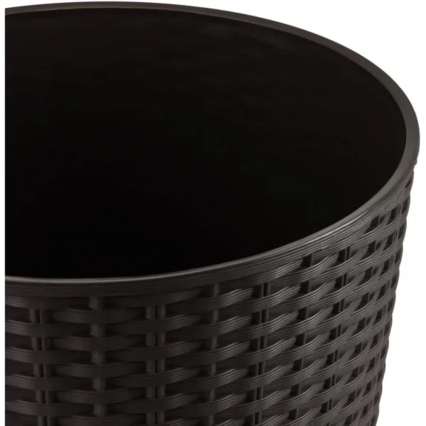 Ghiveci decorativ de flori, Prosperplast, Rato, imitatie ratan, rotund, inalt, maro, 40x76.3 cm - imagine 2