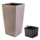 Ghiveci decorativ de flori, Prosperplast, Rato, imitatie ratan, patrat, cafeniu, 32.5x32.5x61 cm - imagine 4
