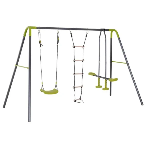 Complex de joaca, leagan, scara catarare si leagan dublu, verde, 295x138x180 cm - imagine 1