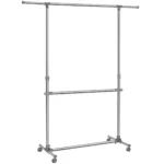 Suport mobil cu roti pentru haine, Artool, reglabil, inox, argintiu, max 50 kg, 101-165x49x113-198 cm