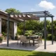 Pergola pentru gradina/terasa, retractabila, cadru aluminiu, gri si maro, 3x3x2.23 m