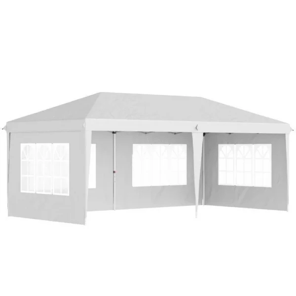 Pavilion pentru gradina/comercial, cadru metalic, material Oxford, 4 pereti, pliabil, alb, 5.85x2.95x2.70 m - imagine 10
