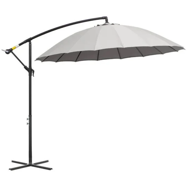 Umbrela gradina/terasa, articulatie tip banana, cu manivela, gri, 296 cm - imagine 9