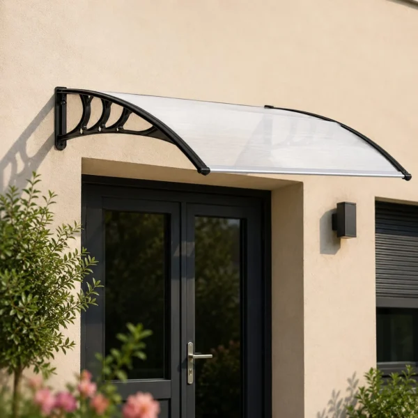Copertina marchiza, policarbonat si aluminiu, transparent, 120x75x23 cm - imagine 1