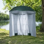 Umbrela plaja cu parasolar, 2 contragreutati, verde inchis, 200 cm