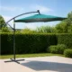 Umbrela gradina/terasa cu panou solar, iluminare LED, articulatie tip banana, manivela, verde, 295 cm