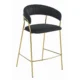 Scaun de bucatarie/bar, Artool, Badia, catifea neagra, picioare metal auriu, 46x45x94 cm