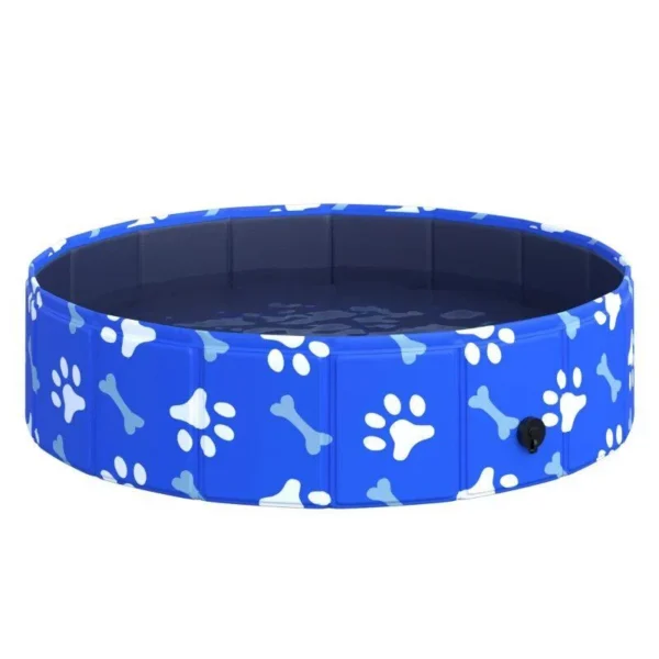 Piscina pentru caini, PVC si panouri din pal, pliabila, albastru, 80x20 cm - imagine 12