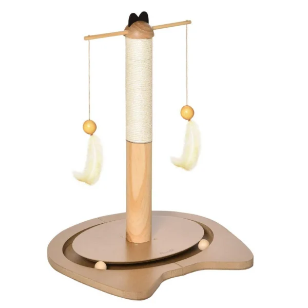 Ansamblu de joaca pentru pisici, cu stalp, bile si ciucuri cu pene, 40x37x51 cm - imagine 9