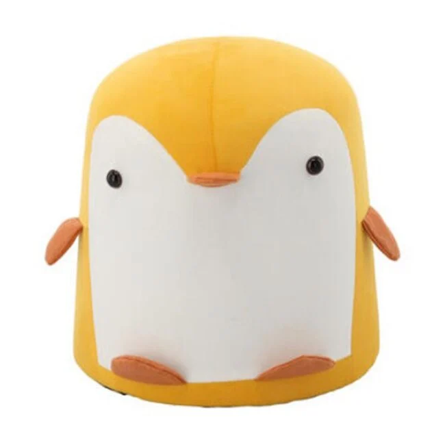 Taburet pentru copii, model pinguin, textil, lemn, galben si alb, max 50 kg, 28x34 cm, Chomik Taburet pentru copii, model pinguin, textil, lemn, galben si alb, max 50 kg, 28x34 cm, Chomik - imagine 1