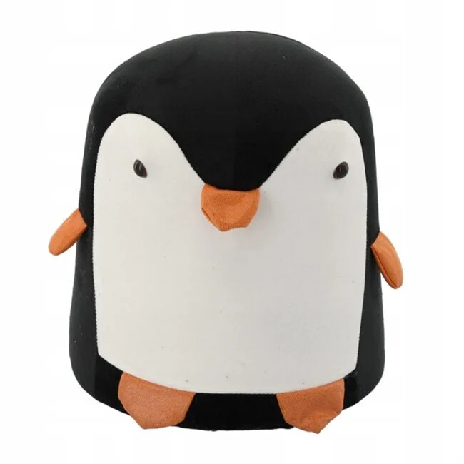 Taburet pentru copii, model pinguin, textil, lemn, negru si alb, max 50 kg, 28x34 cm, Chomik Taburet pentru copii, model pinguin, textil, lemn, negru si alb, max 50 kg, 28x34 cm, Chomik - imagine 1