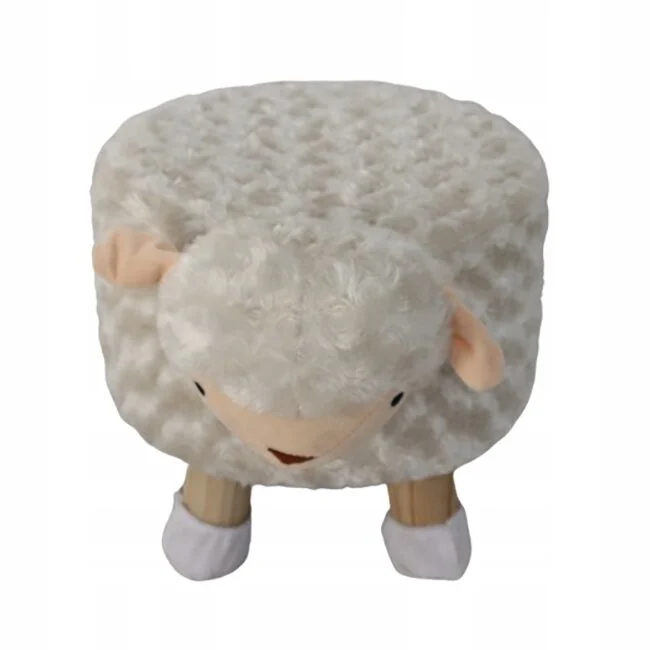 Taburet pentru copii, rotund, model oaie, textil, lemn, gri, max 50 kg, 28x25 cm, Chomik Taburet pentru copii, rotund, model oaie, textil, lemn, gri, max 50 kg, 28x25 cm, Chomik - imagine 1