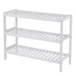 Suport depozitat incaltaminte, Artool, 3 polite, lemn bambus, alb, 70x26x55 cm