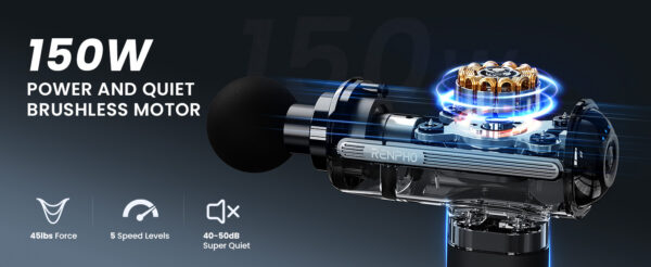 Aparat de masaj Gun Renpho Thermacool, Cap incalzit, 5 capete, 5 viteze, 3200rpm - imagine 9