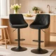 Set 2 scaune de bucatarie/bar, Artool, Kast, rotativ, catifea neagra, picior metal negru, 45.5x49x105 cm - imagine 7