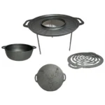 Disc pentru gratar, fonta, tip grill, cu picioare, set 4 piese, 49.5 cm