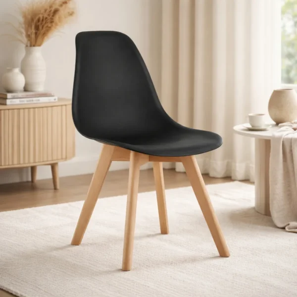 Scaun bucatarie/living, Artool, Kito, PP negru, picioare lemn natur, 46x54.5x80 cm - imagine 8
