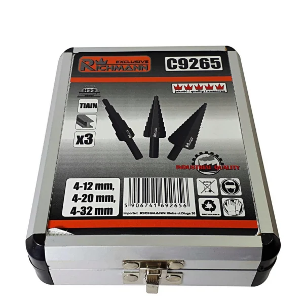Burghie pentru metal, in trepte, nitrura de titan, set 3 buc, 4-12/20/32 mm, Richmann Exclusive - imagine 3
