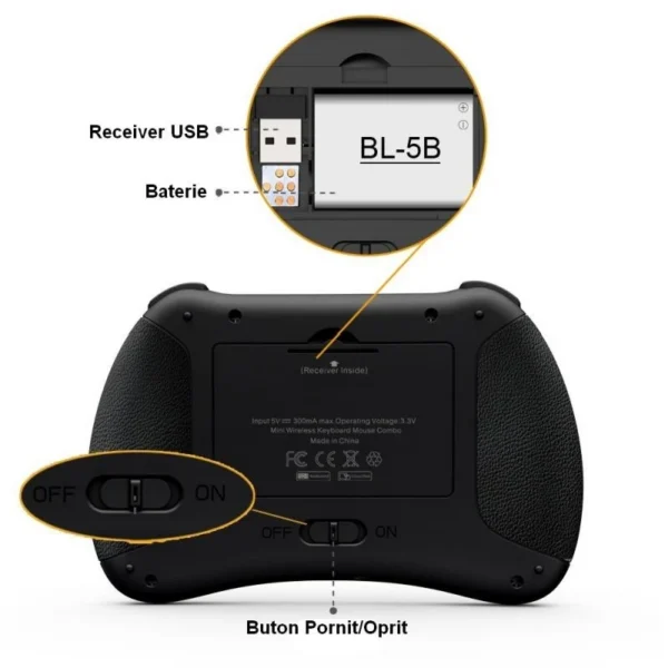 Mini tastatura iluminata, wireless cu touchpad, reiie h9+ - imagine 8