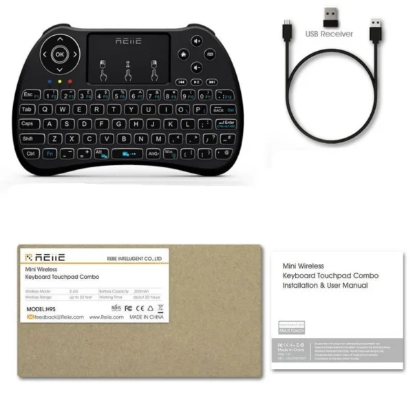 Mini tastatura iluminata, wireless cu touchpad, reiie h9+ - imagine 9