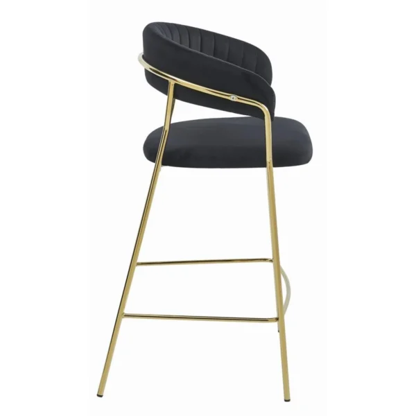 Scaun de bucatarie/bar, Artool, Badia, catifea neagra, picioare metal auriu, 46x45x94 cm - imagine 5