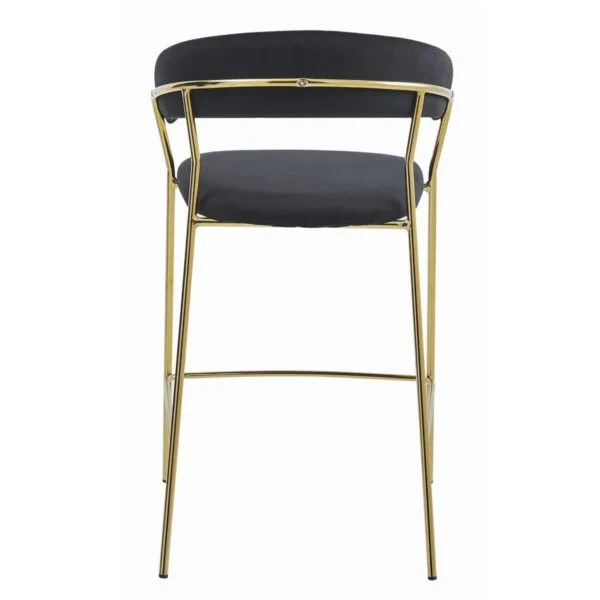 Scaun de bucatarie/bar, Artool, Badia, catifea neagra, picioare metal auriu, 46x45x94 cm - imagine 4