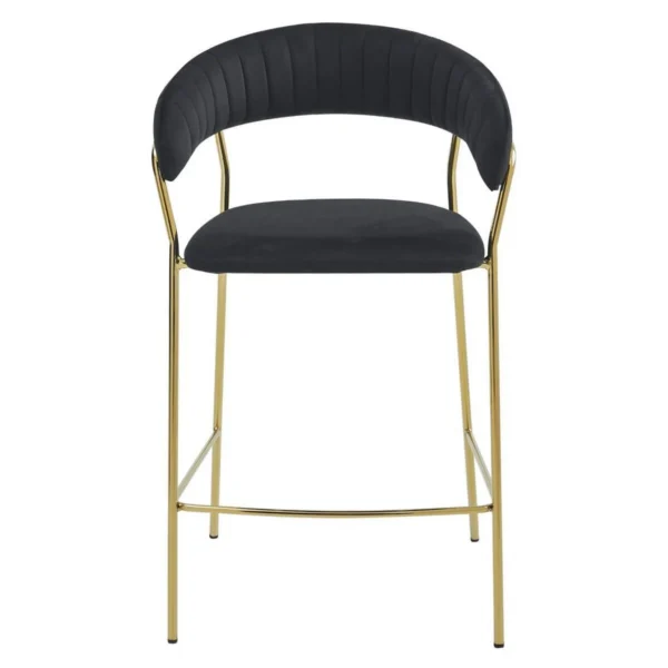 Scaun de bucatarie/bar, Artool, Badia, catifea neagra, picioare metal auriu, 46x45x94 cm - imagine 6