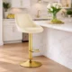 Set 2 scaune de bucatarie/bar, Artool, Kast, rotativ, catifea bej, picior metal auriu, 45.5x49x85-105 cm - imagine 5