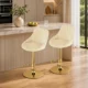 Set 2 scaune de bucatarie/bar, Artool, Kast, rotativ, catifea bej, picior metal auriu, 45.5x49x85-105 cm - imagine 8