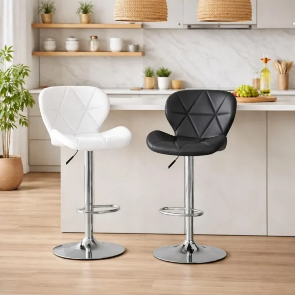Set 2 scaune de bucatarie/bar, Artool, West, rotativ, catifea neagra, picior metal argintiu, 46x48.5x90-111 cm - imagine 8