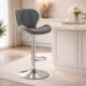 Set 2 scaune de bucatarie/bar, Artool, West, rotativ, catifea gri, picior metal argintiu, 46x48.5x90-111 cm - imagine 2