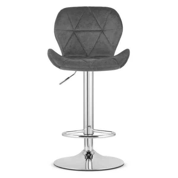 Set 2 scaune de bucatarie/bar, Artool, West, rotativ, catifea gri, picior metal argintiu, 46x48.5x90-111 cm - imagine 3