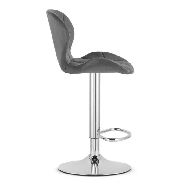 Set 2 scaune de bucatarie/bar, Artool, West, rotativ, catifea gri, picior metal argintiu, 46x48.5x90-111 cm - imagine 4