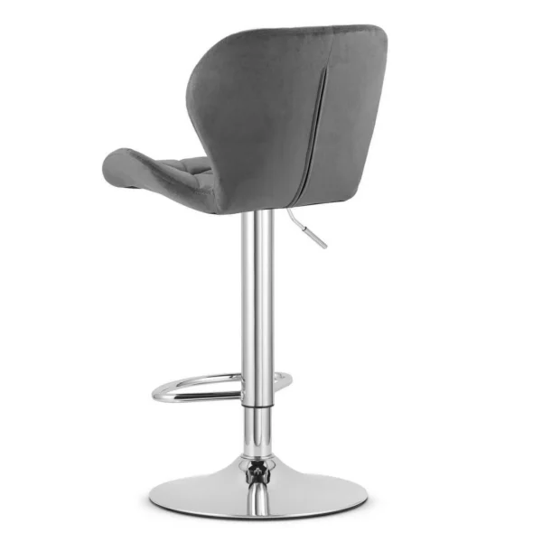 Set 2 scaune de bucatarie/bar, Artool, West, rotativ, catifea gri, picior metal argintiu, 46x48.5x90-111 cm - imagine 6