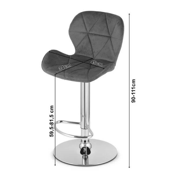 Set 2 scaune de bucatarie/bar, Artool, West, rotativ, catifea verde, picior metal argintiu, 46x48.5x90-111 cm - imagine 5