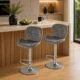 Set 2 scaune de bucatarie/bar, Artool, West, rotativ, catifea gri, picior metal argintiu, 46x48.5x90-111 cm - imagine 9