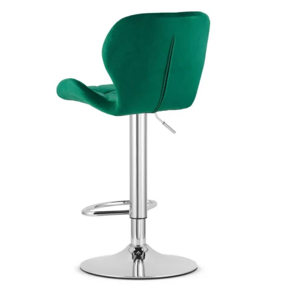 Set 2 scaune de bucatarie/bar, Artool, West, rotativ, catifea verde, picior metal argintiu, 46x48.5x90-111 cm - imagine 6