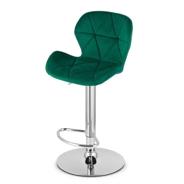 Set 2 scaune de bucatarie/bar, Artool, West, rotativ, catifea verde, picior metal argintiu, 46x48.5x90-111 cm - imagine 4