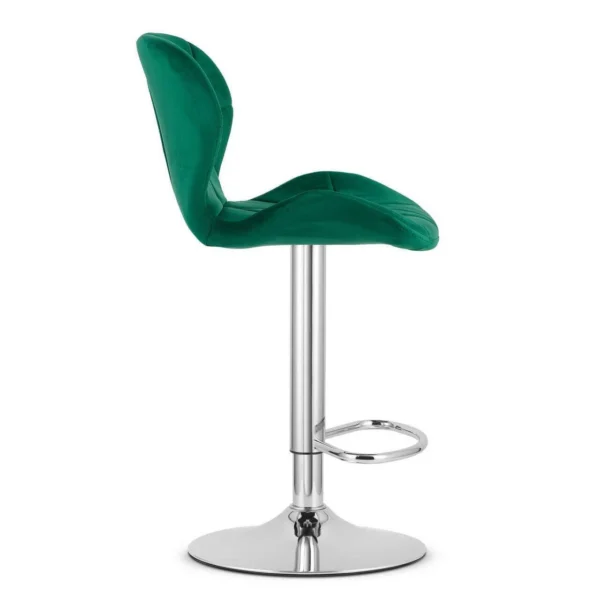 Set 2 scaune de bucatarie/bar, Artool, West, rotativ, catifea verde, picior metal argintiu, 46x48.5x90-111 cm - imagine 3