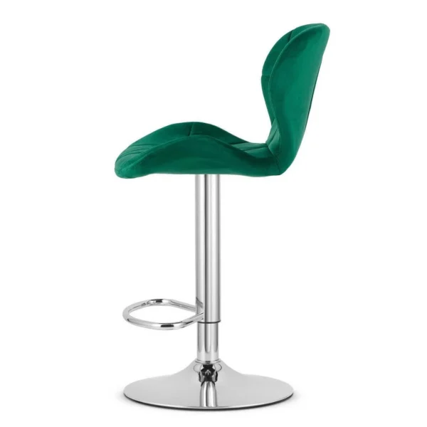 Set 2 scaune de bucatarie/bar, Artool, West, rotativ, catifea verde, picior metal argintiu, 46x48.5x90-111 cm - imagine 2