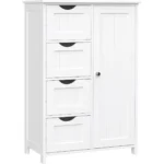 Dulap baie, Artool, MDF, 2 rafturi, 4 sertare, 1 usa, alb, 55x30x82 cm