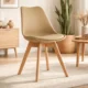 Scaun bucatarie/living, Artool, Mark, PP bej, picioare lemn natur, 49x52x82 cm