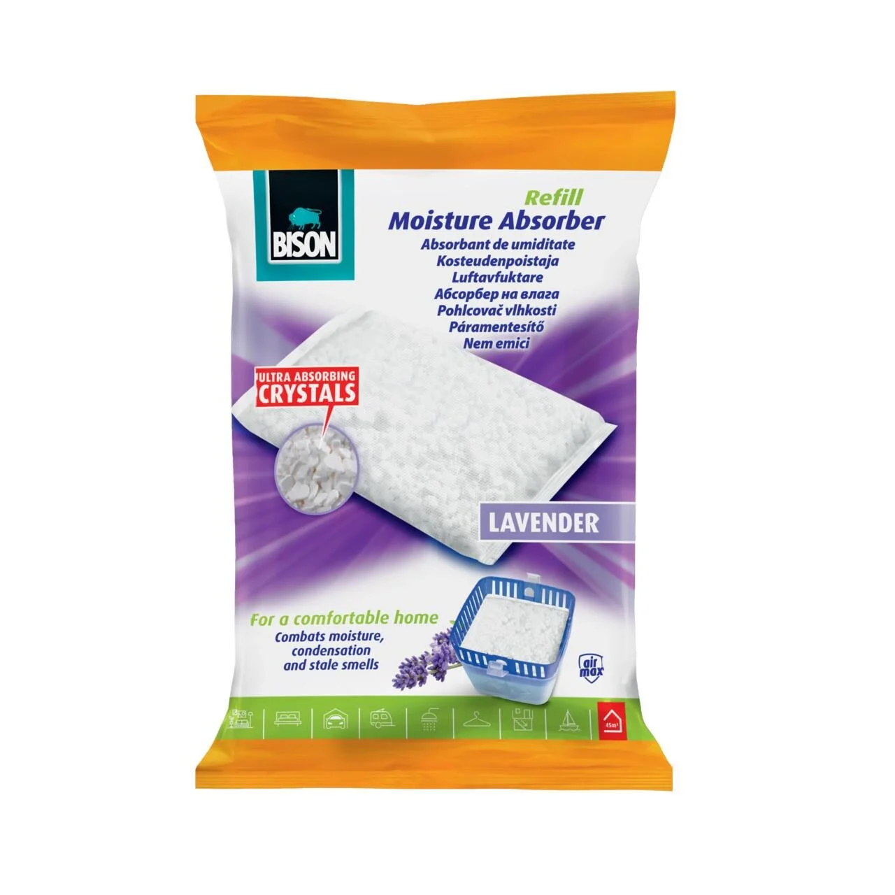 Rezerva pentru absorbant de umiditate BISON Air Max, 450g, parfum lavanda Rezerva pentru absorbant de umiditate BISON Air Max, 450g, parfum lavanda - imagine 1