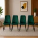 Set 4 scaune bucatarie/living, Artool, Libra, catifea verde, picioare metal negru, 44x40x88.5 cm