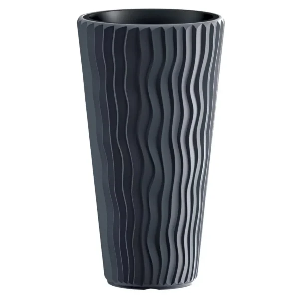 Ghiveci decorativ de flori, rotund, inalt, antracit, 11/37 L, 34.9x62 cm, Sandy Slim, Prosperplast Ghiveci decorativ de flori, rotund, inalt, antracit, 11/37 L, 34.9x62 cm, Sandy Slim, Prosperplast - imagine 1