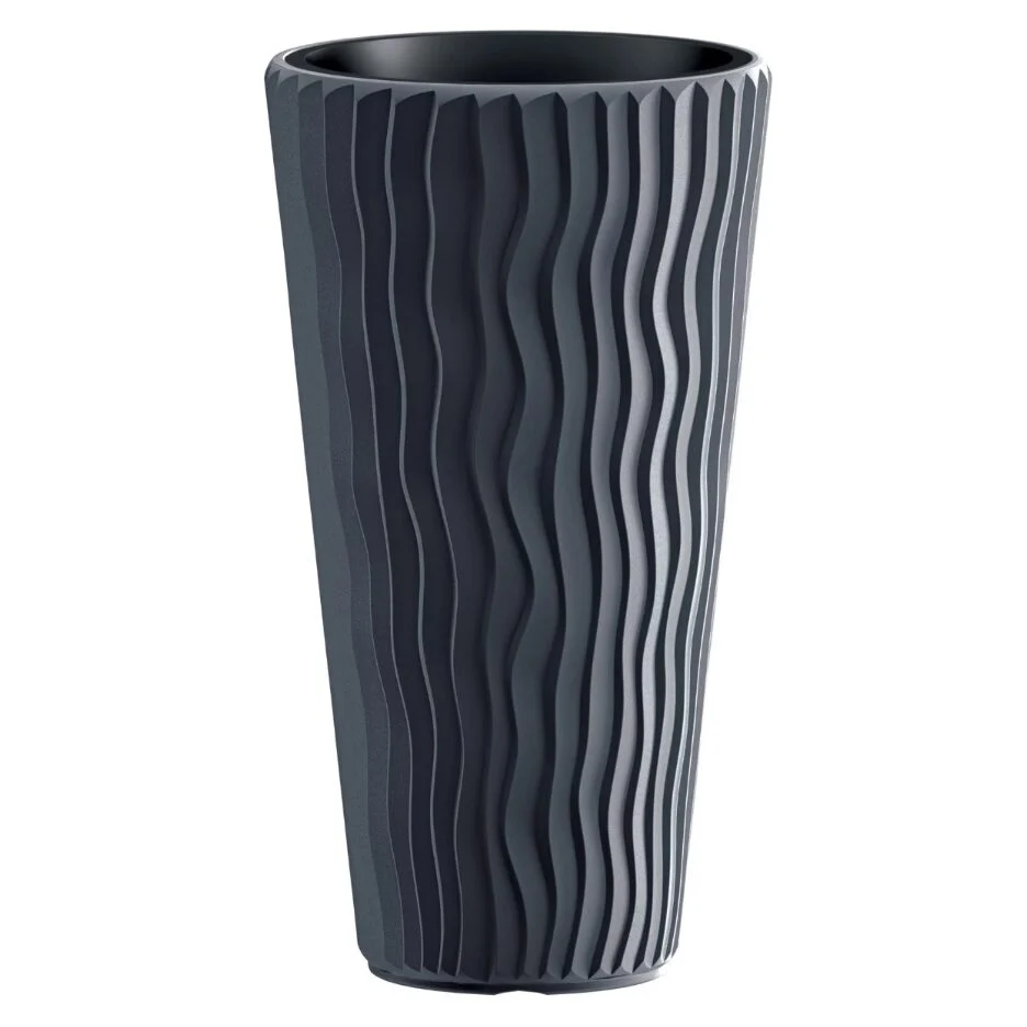 Ghiveci decorativ de flori, rotund, inalt, antracit, 11/37 L, 34.9x62 cm, Sandy Slim, Prosperplast Ghiveci decorativ de flori, rotund, inalt, antracit, 11/37 L, 34.9x62 cm, Sandy Slim, Prosperplast - imagine 1