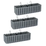 Set 3 jardiniere decorative cu suport metalic, sistem irigare,​​​​​​​ gri, 58x18x16.2 cm, Boardee Fencycase W