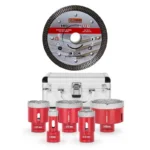 Carote diamantate profesionale, M14, set 5 buc, 20-68 mm, cu disc diamantat subtire, 125 mm